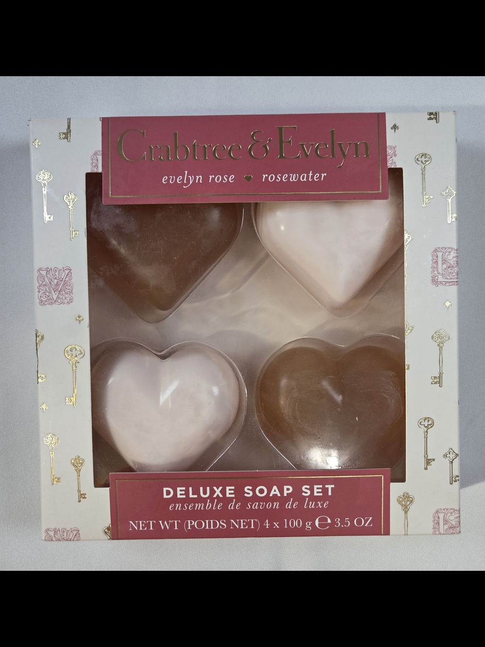 Crabtree & Evelyn Deluxe Soap Set – Evelyn Rose & Rosewater | Heart-Shaped Soaps